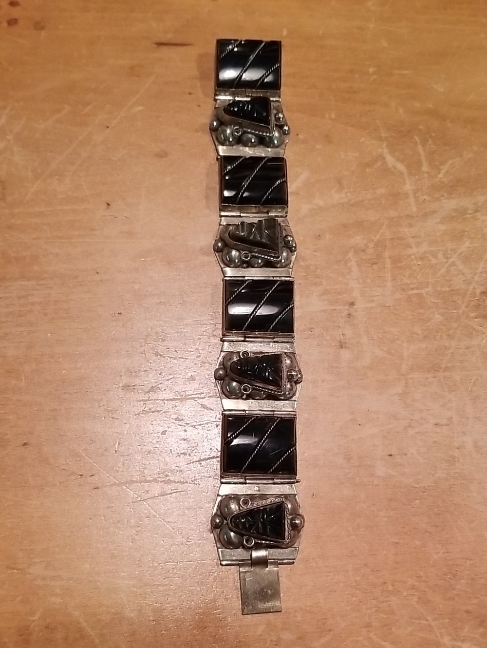 Vintage Mexican Sterling Panel Bracelet
